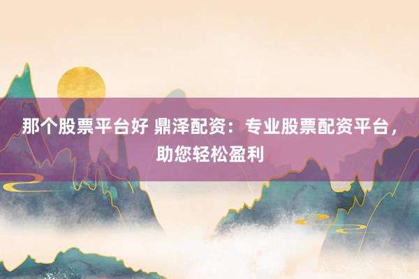 那个股票平台好 鼎泽配资：专业股票配资平台，助您轻松盈利