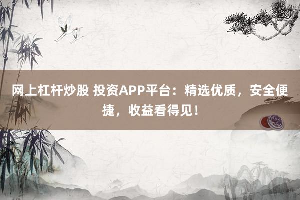 网上杠杆炒股 投资APP平台：精选优质，安全便捷，收益看得见！