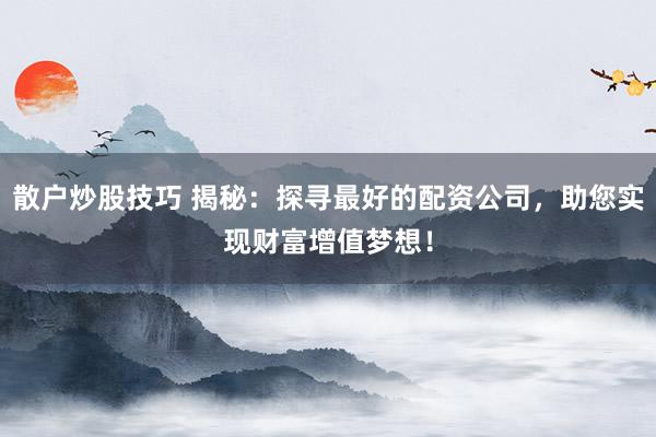 散户炒股技巧 揭秘：探寻最好的配资公司，助您实现财富增值梦想！