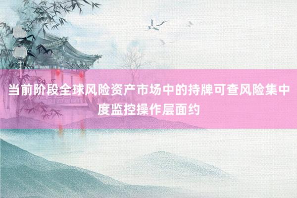 当前阶段全球风险资产市场中的持牌可查风险集中度监控操作层面约