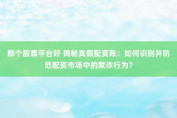 那个股票平台好 揭秘真假配资账：如何识别并防范配资市场中的欺诈行为？