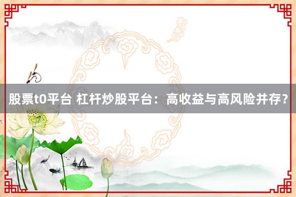股票t0平台 杠杆炒股平台：高收益与高风险并存？