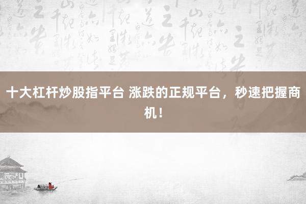 十大杠杆炒股指平台 涨跌的正规平台，秒速把握商机！