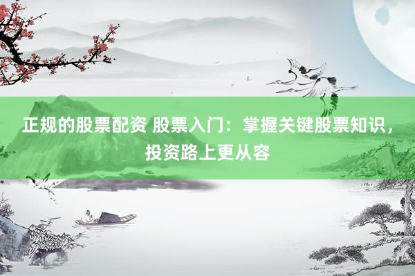 正规的股票配资 股票入门：掌握关键股票知识，投资路上更从容