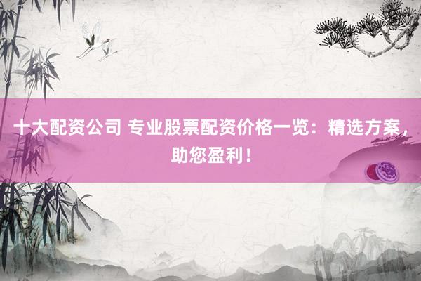 十大配资公司 专业股票配资价格一览：精选方案，助您盈利！