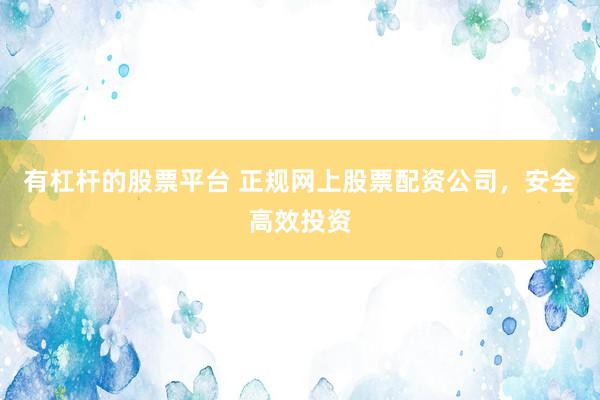 有杠杆的股票平台 正规网上股票配资公司，安全高效投资