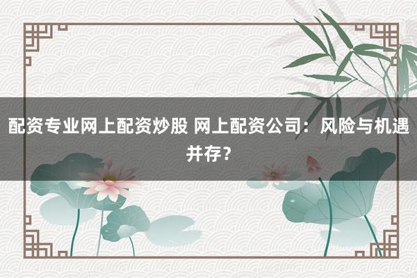 配资专业网上配资炒股 网上配资公司：风险与机遇并存？